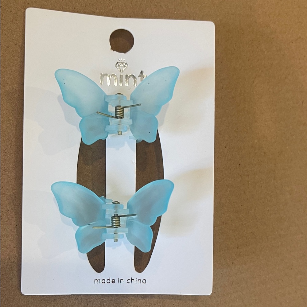 Mint Sky Blue Butterfly Hair Accessories